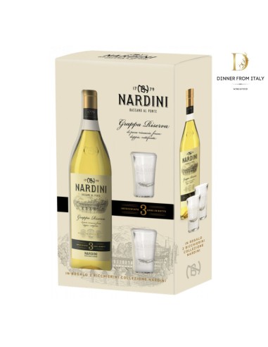 Grappa Riserva 3 Anni Nardini 70cl Confezione Con 2 Bicchieri