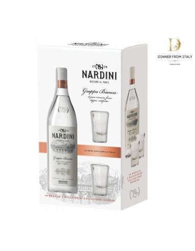 Grappa Bianca Nardini 70cl Confezione Con 2 Bicchieri