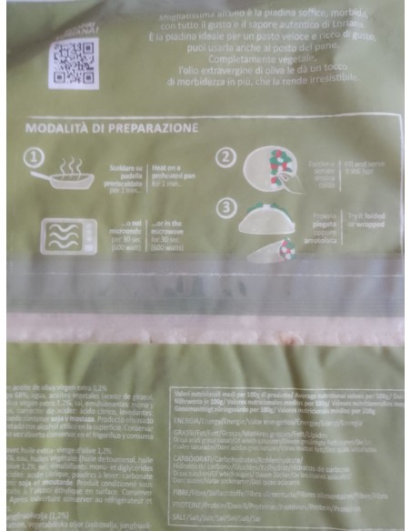 La Piadina Sfogliatissima all'Olio Extravergine Loriana 350 gr