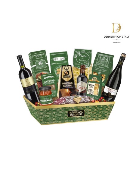 Cesto Natalizio Regalidea Gaia con specialità gastronomiche in Confezione Regalo per Natale pezzi 13