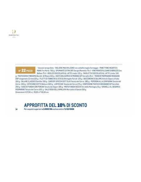 Cesto natalizio Tagliere Gourmet 22 pezzi