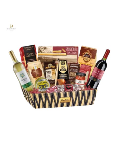 Cesto Natalizio Regalidea Re Nero con specialità gastronomiche in Confezione Regalo per Natale pezzi 15